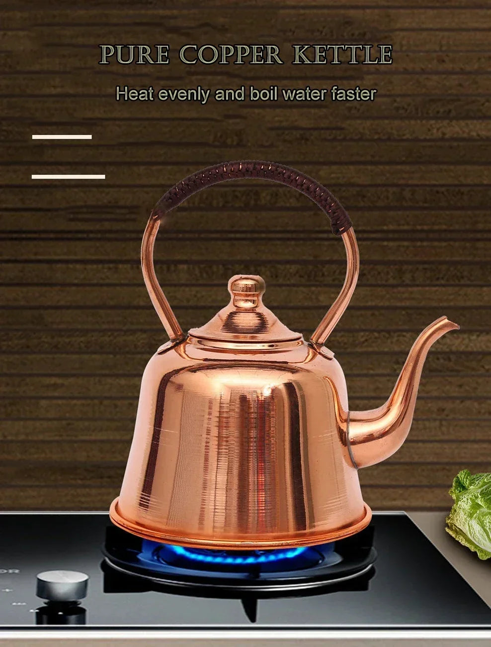 Handmade Pure Copper Teapot | 2L Red Copper Kettle for Gas & Induction Cooker