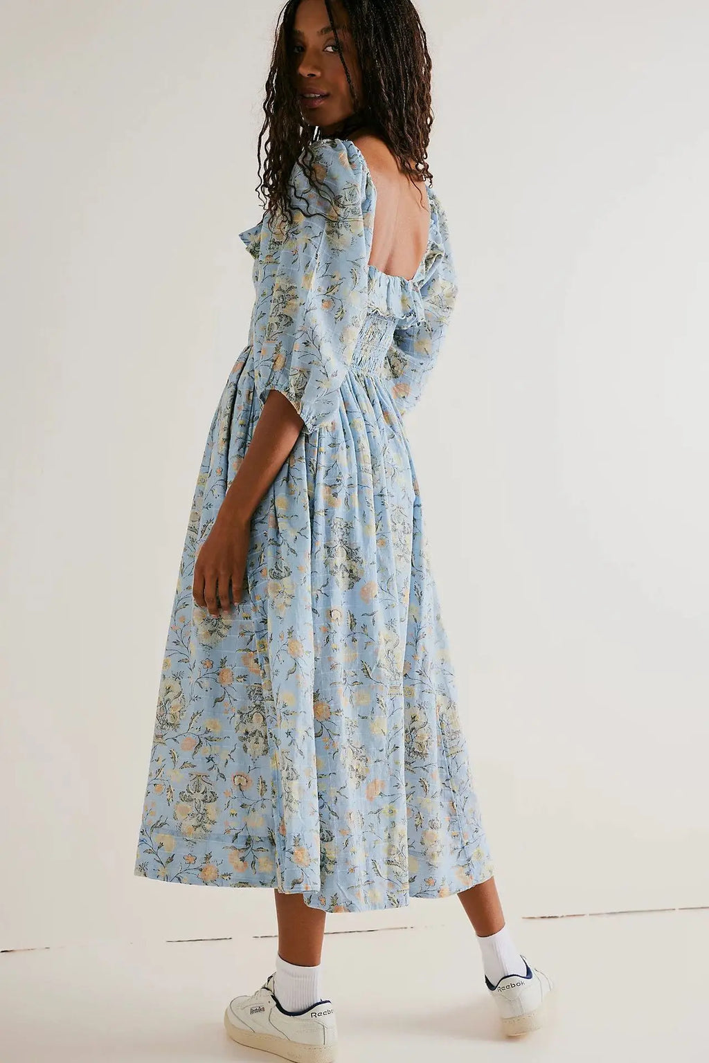Backless Boho Maxi Dress | Puff Sleeve Empire Waist A-Line