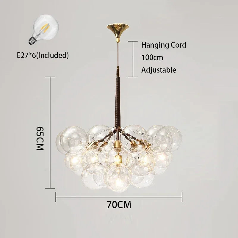 Nordic Colorful/Clear Bubble LED Ceiling Chandelier Hanging Lamps for Dining Table Kids Room Balloon Home Decor Lights