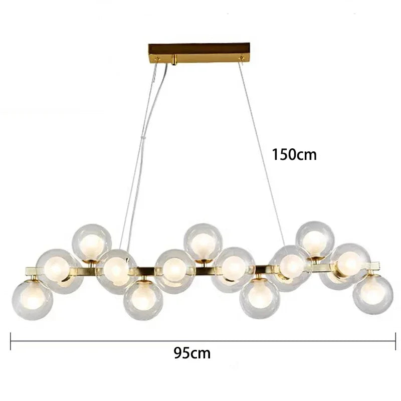 Modern Clear White Glass Bubble Pendant Lamp Round Chandelier Light Fixture for Living Dining Room Bedroom Kitchen Home Decor