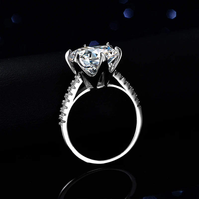 NeeTim 5CT Sparkling D Color Moissanite Lab Diamond Wedding Rings For Women S925 Sterling Silver Luxury Jewelry Engagement Ring