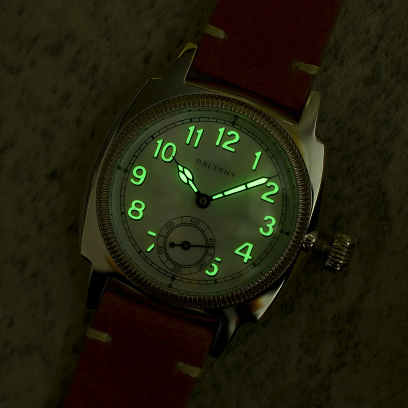 Vintage Dress Watch S4036 Sub Seconds Cathedral Heat Treated Blue Hands Retro Luminous 100M Water Resistant Mechaincal Watch