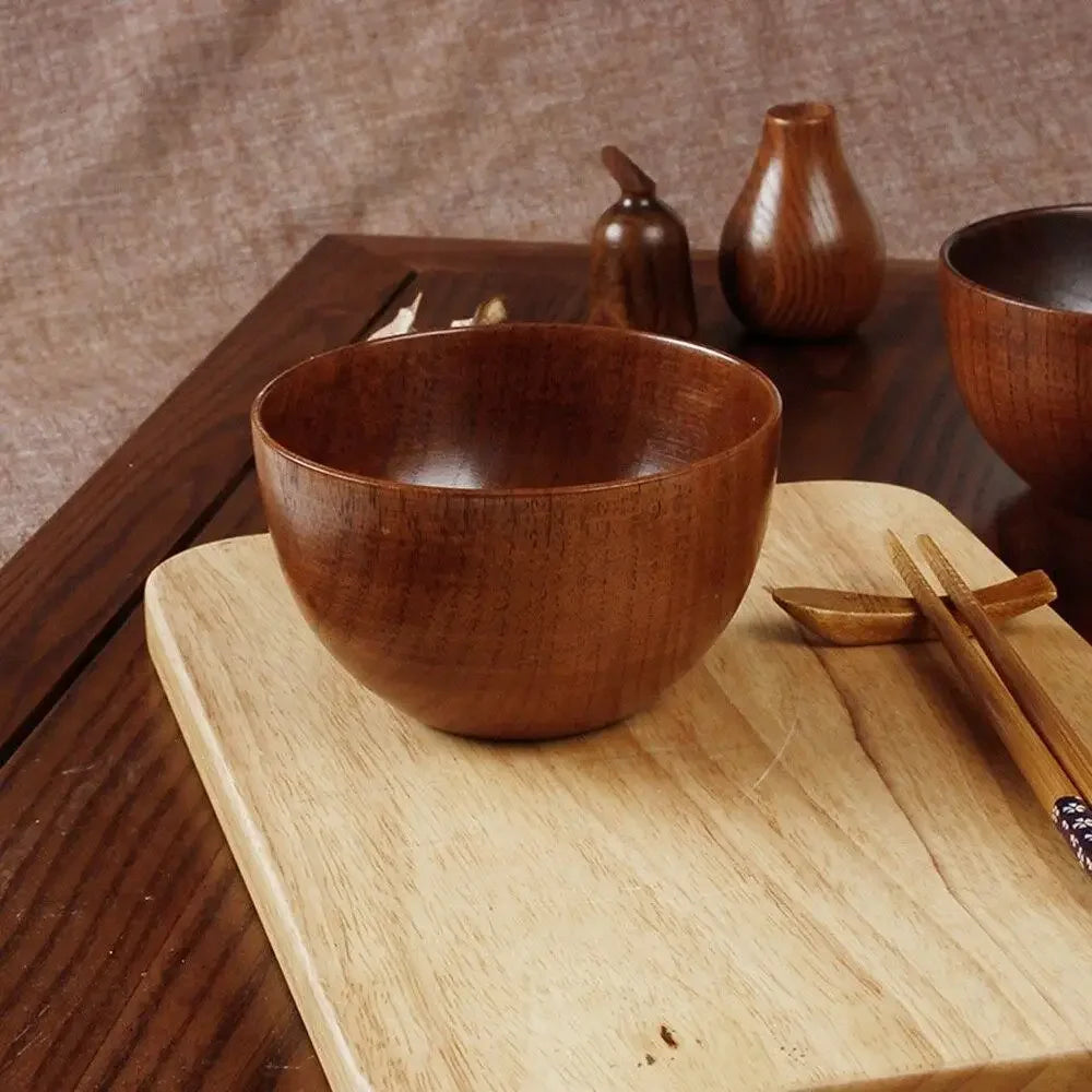 Japanese Style Wooden Bowl | Natural Handcrafted Wood Bowl for Everyday Use