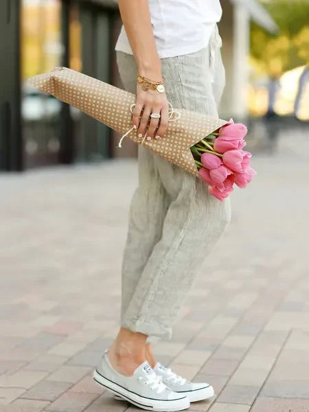 Women's High Waist Harem Pants – Casual Drawstring Ankle Trousers