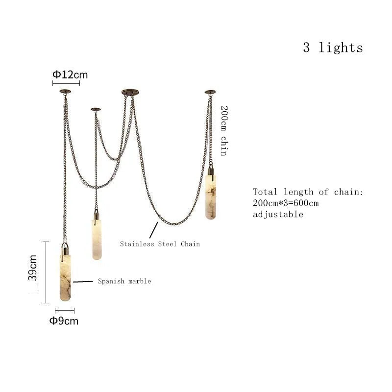 Modern Marble Pendant Light Luxury Solid Brass Multi-Light Ceiling Lamp for Living Room Dining Room Loft Staircase Home Decor
