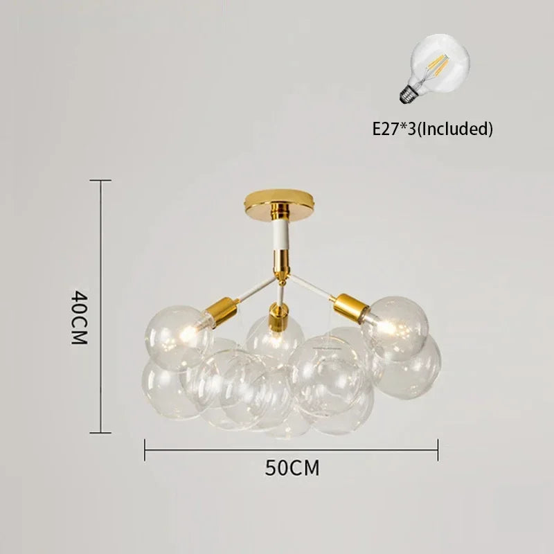 Nordic Colorful/Clear Bubble LED Ceiling Chandelier Hanging Lamps for Dining Table Kids Room Balloon Home Decor Lights