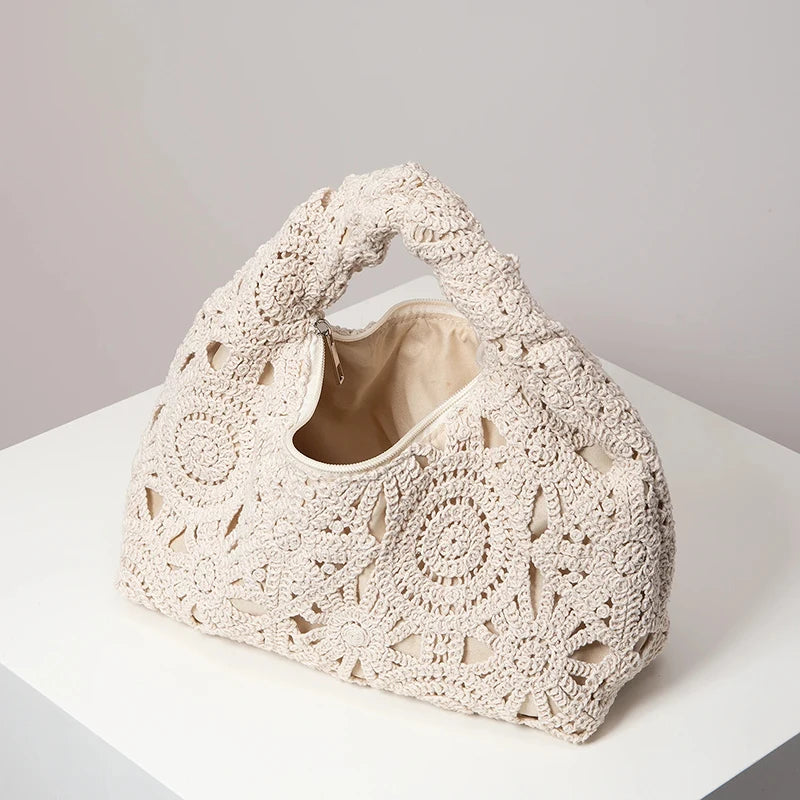 Boho Woven Beach Tote Bag | Handmade-Style Wicker Handbag for Women