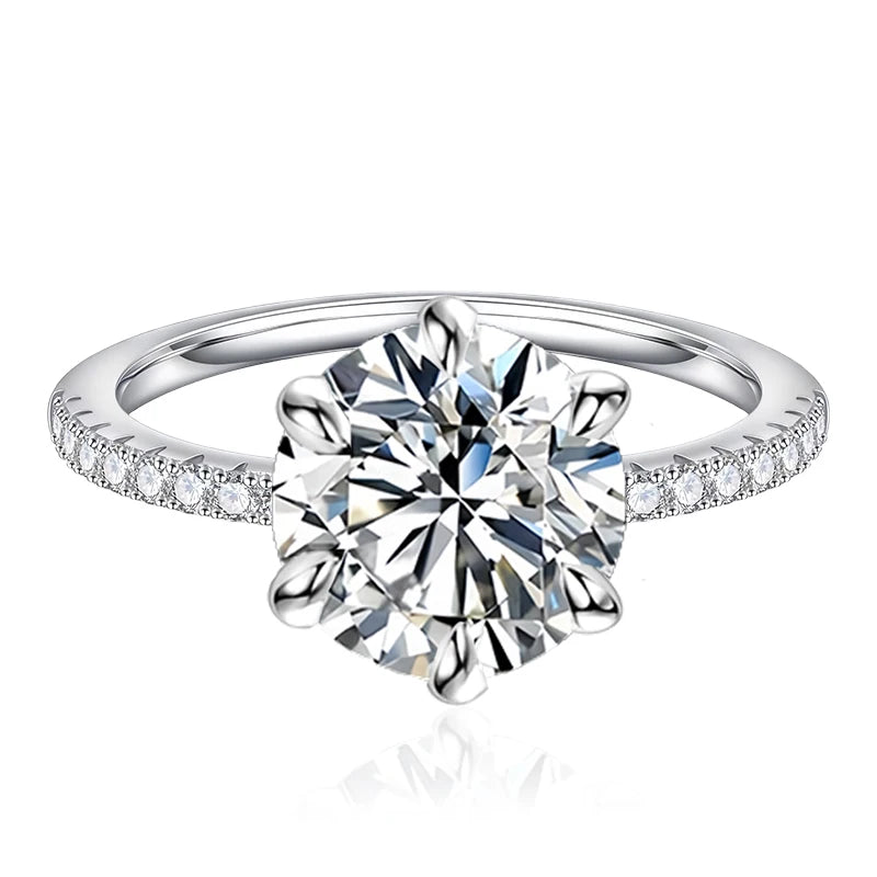 NeeTim 5CT Sparkling D Color Moissanite Lab Diamond Wedding Rings For Women S925 Sterling Silver Luxury Jewelry Engagement Ring