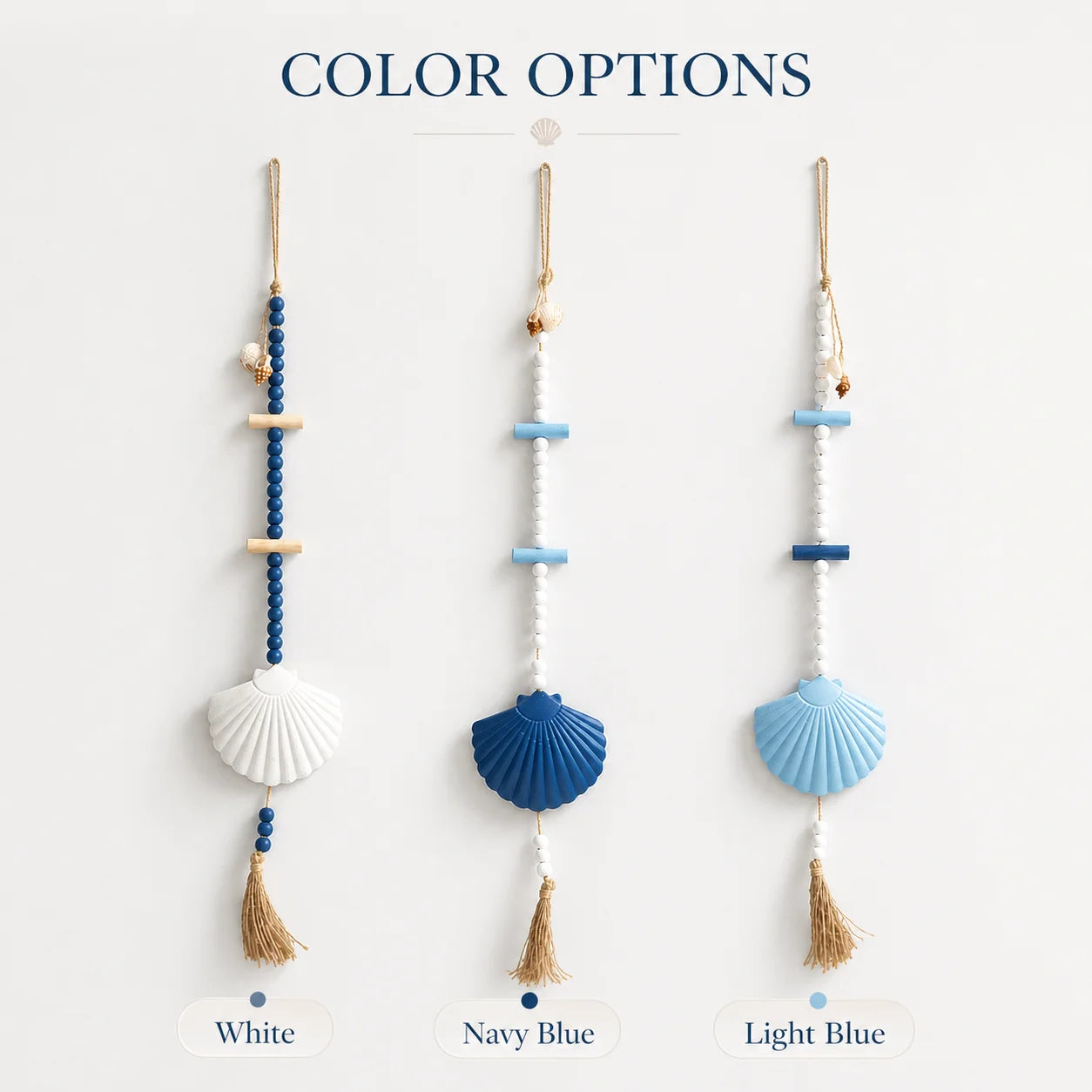 Boho Seashell Wall Hanging | Coastal Beaded Tassel Ornament