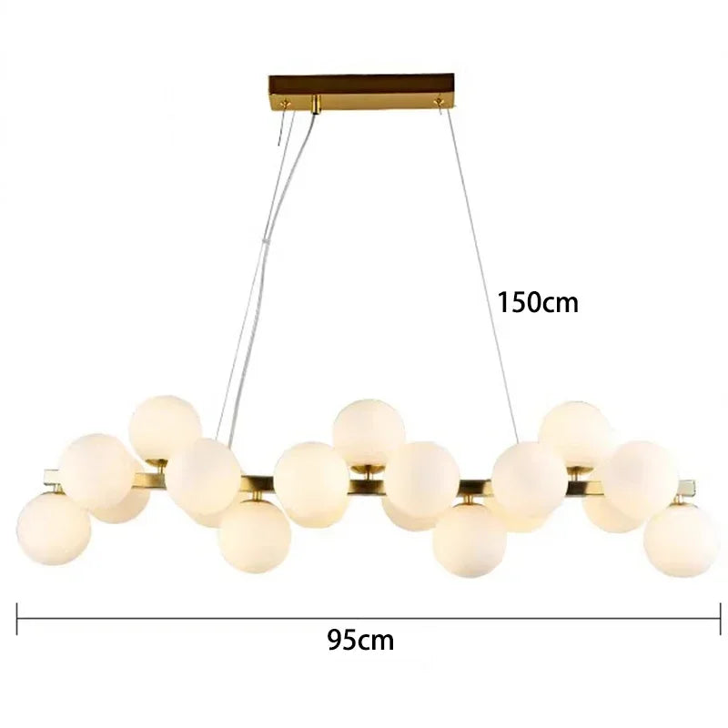 Modern Clear White Glass Bubble Pendant Lamp Round Chandelier Light Fixture for Living Dining Room Bedroom Kitchen Home Decor