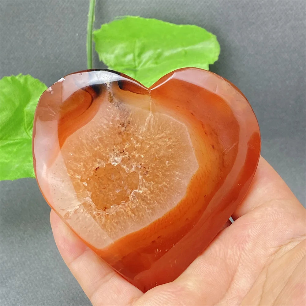 Natural Red Agate Geode Heart – Crystal Home Decor & Feng Shui Gift