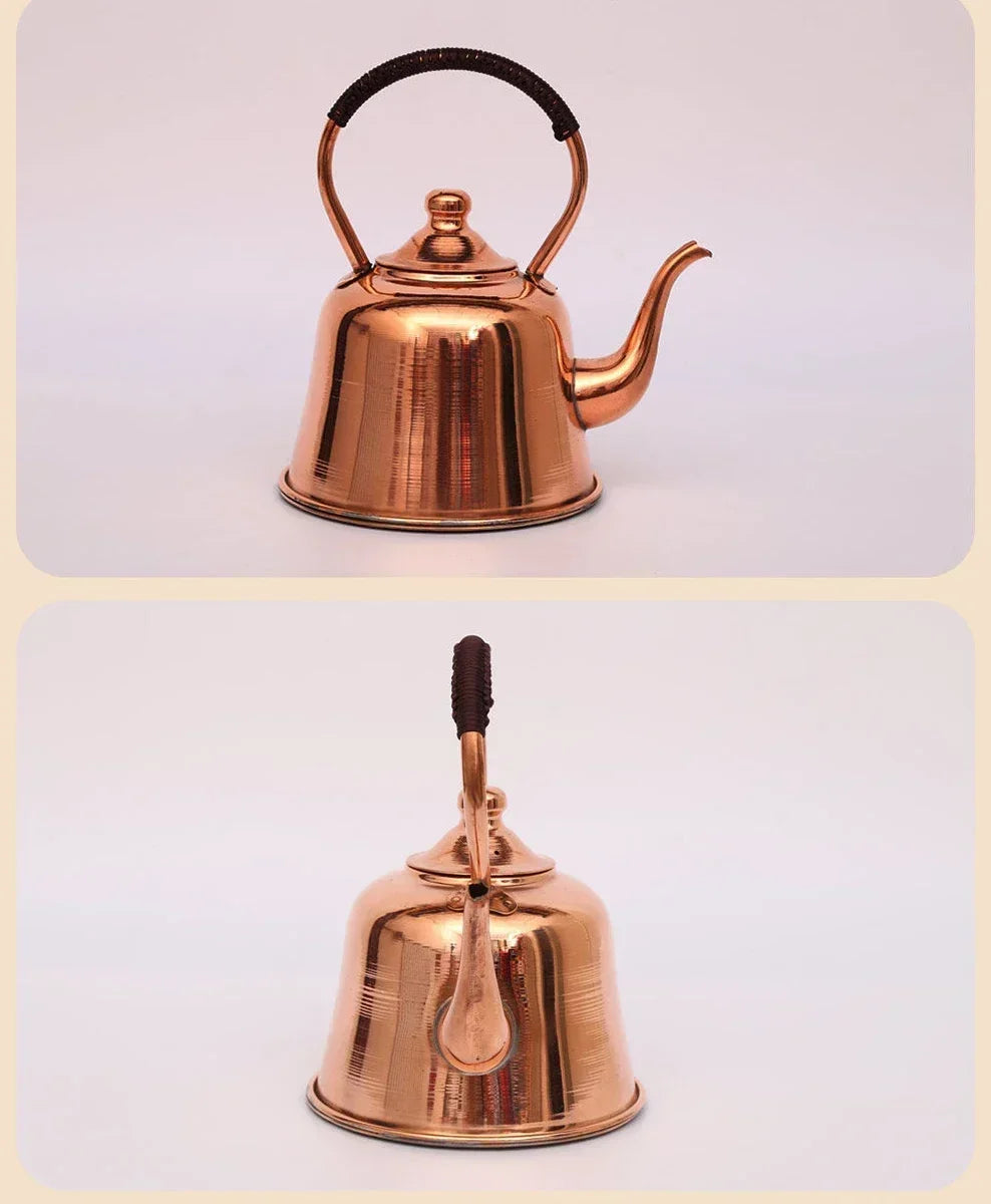 Handmade Pure Copper Teapot | 2L Red Copper Kettle for Gas & Induction Cooker
