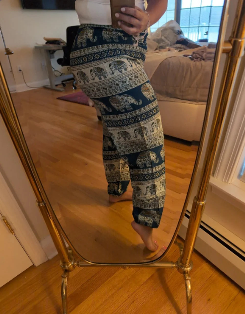 Boho Wide Leg Harem Pants – High Waist Smocked Waist Yoga Bottoms