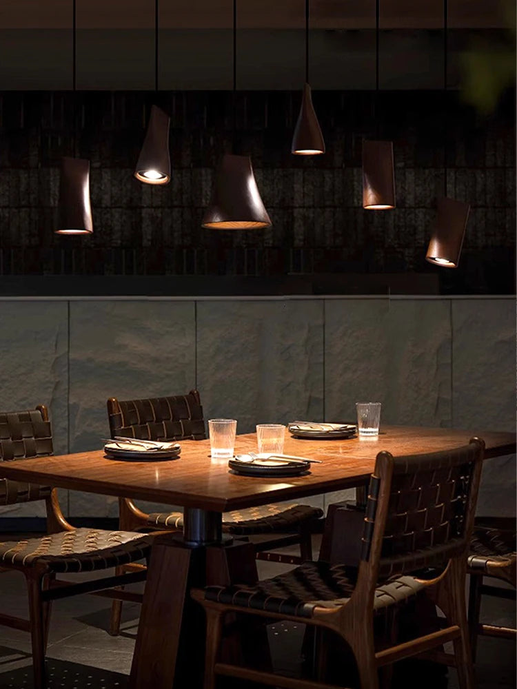 Modern Wooden Lamp for Dining Table Pendant Light Fixture Bedside Art Design Restaurant Solid Wood Lustres Home Decor