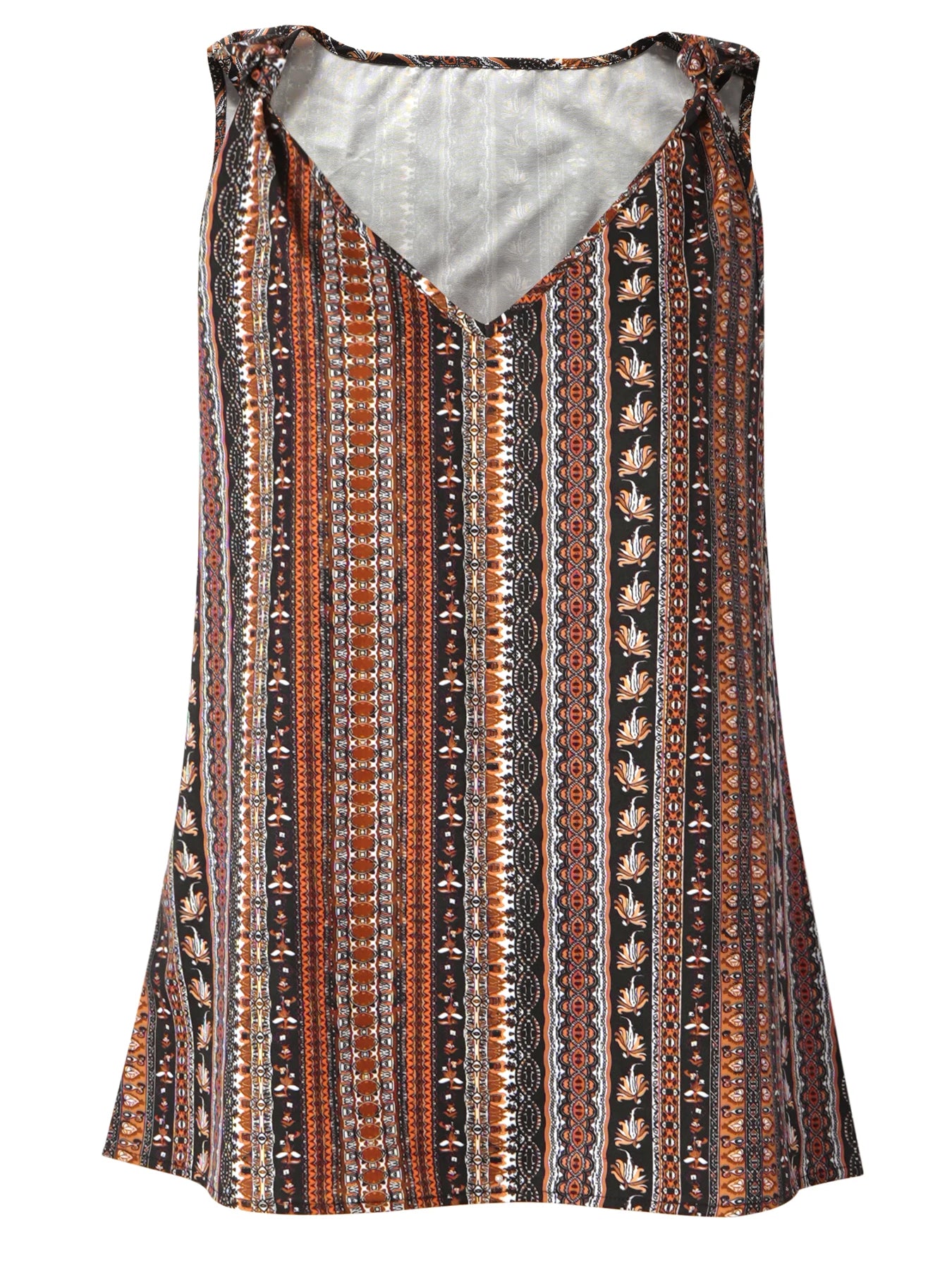 Boho Tribal Stripe Cami Top | V-Neck Knot Strap Sleeveless Tank