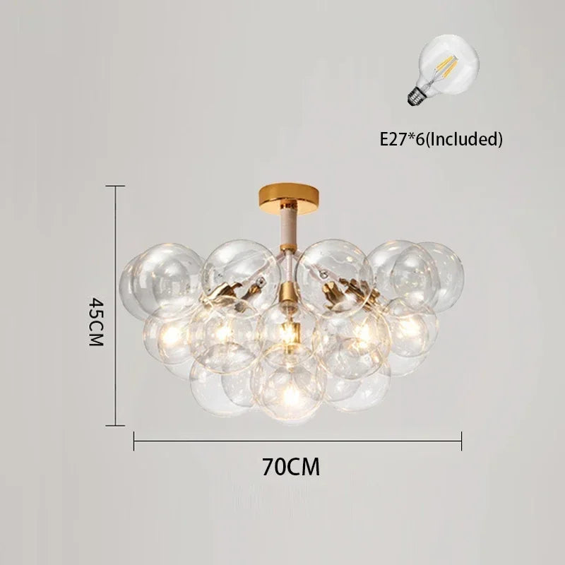 Nordic Colorful/Clear Bubble LED Ceiling Chandelier Hanging Lamps for Dining Table Kids Room Balloon Home Decor Lights