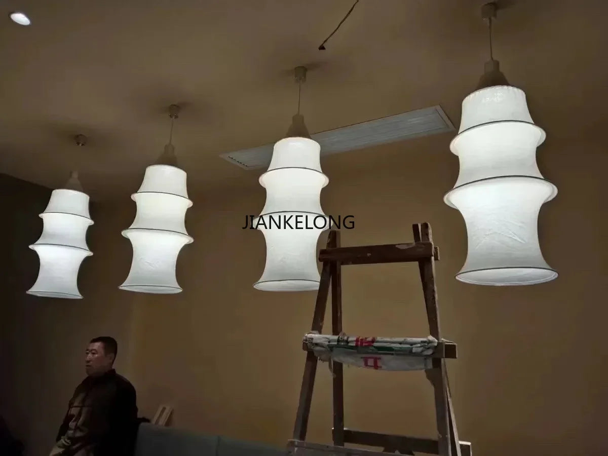 Nordic Minimalist Fabric Wabi Sabi Led Pendant Lights Living Dining Room Loft Home Decor Chandelier Bedroom Corner Bedside Lamp