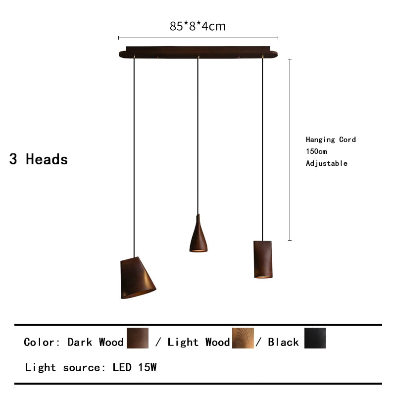 Modern Wooden Lamp for Dining Table Pendant Light Fixture Bedside Art Design Restaurant Solid Wood Lustres Home Decor