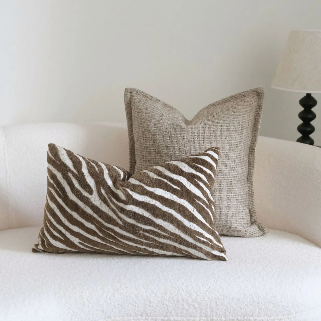 Boho Woven Tufted Cushion Cover with Tassels – Striped Farmhouse Pillow Case