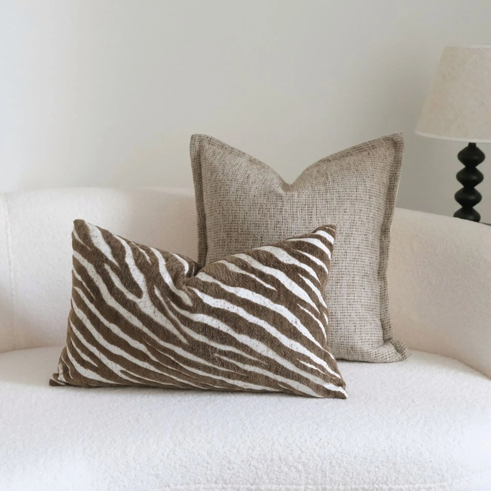 Boho Woven Tufted Cushion Cover with Tassels – Striped Farmhouse Pillow Case