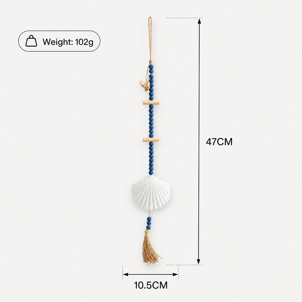 Boho Seashell Wall Hanging | Coastal Beaded Tassel Ornament