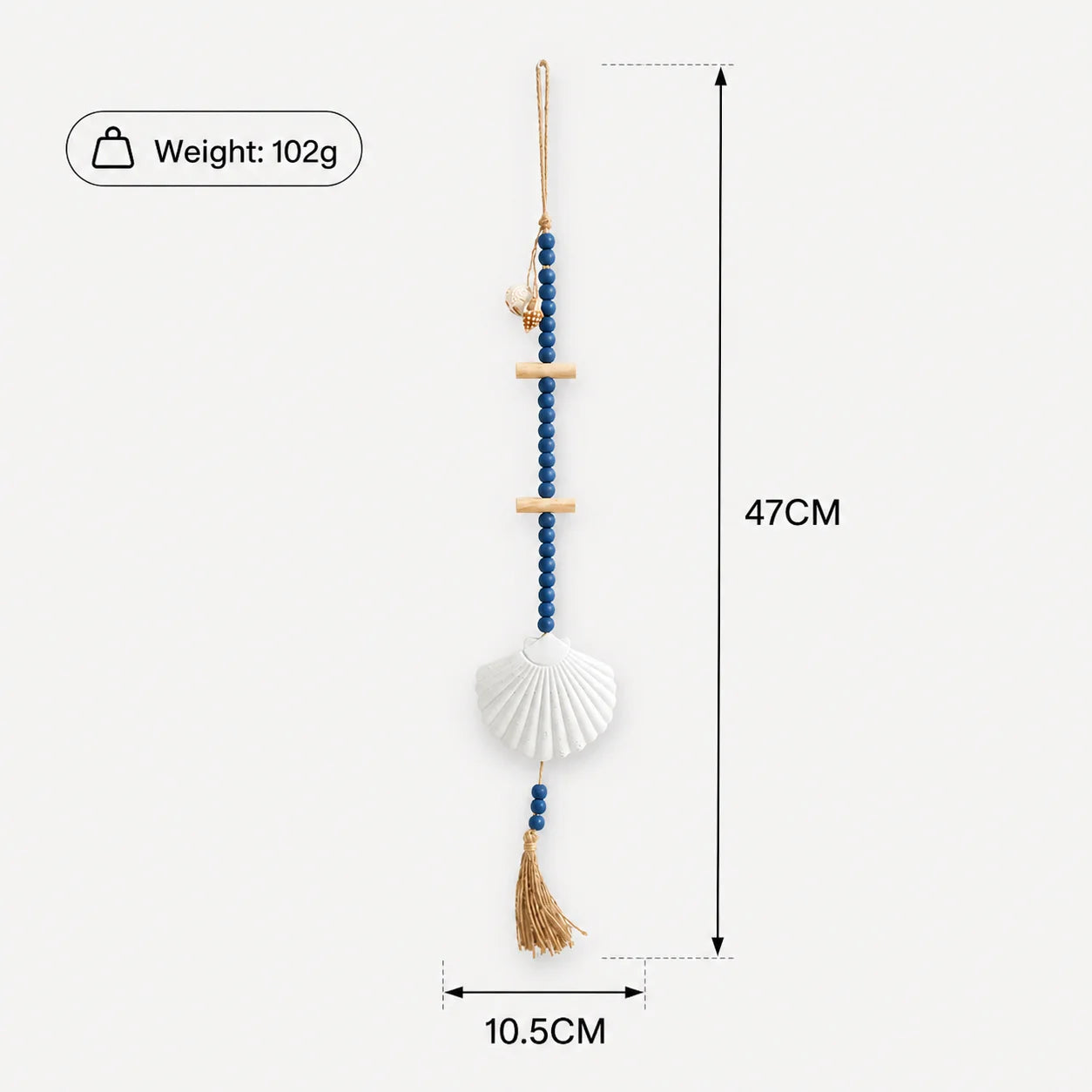 Boho Seashell Wall Hanging | Coastal Beaded Tassel Ornament