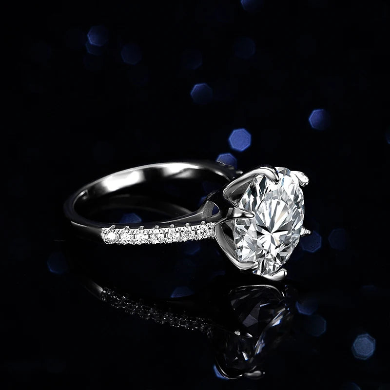 NeeTim 5CT Sparkling D Color Moissanite Lab Diamond Wedding Rings For Women S925 Sterling Silver Luxury Jewelry Engagement Ring