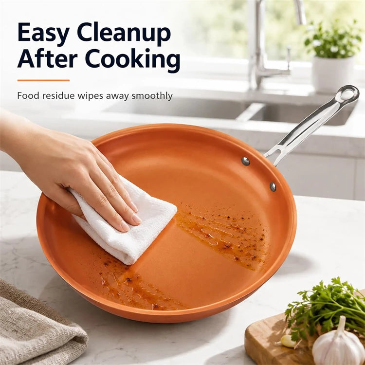 Copper Nonstick Frying Pan | Ceramic Coated Skillet for Gas & Induction Cooker