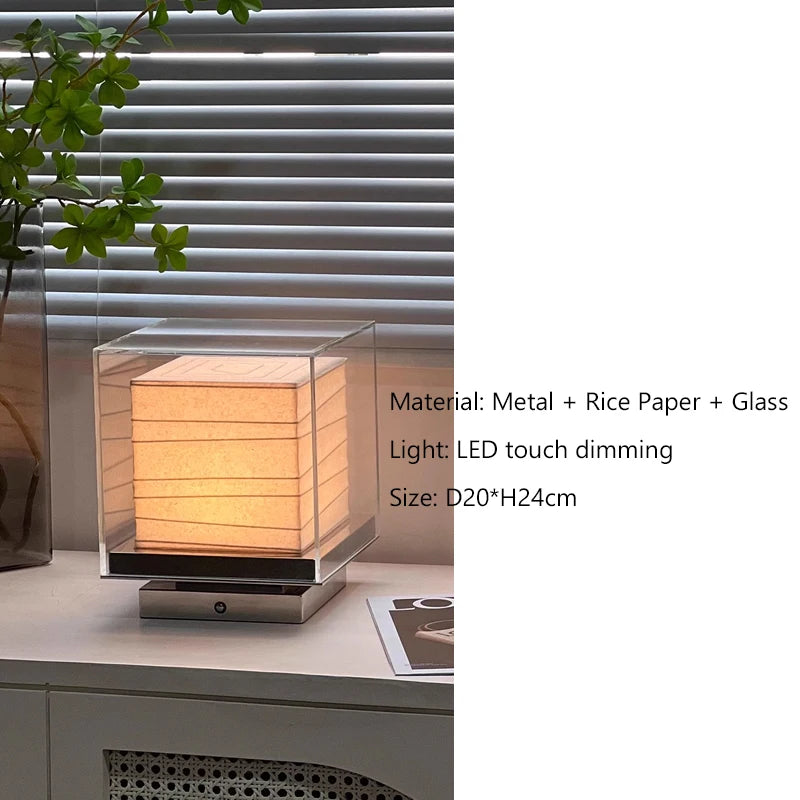 Nordic Minimalist Wabi Sabi  Rice Paper Table Lamp Living Room Bedroom Home Decor Indoor Lighting Study Bedside Reading Light