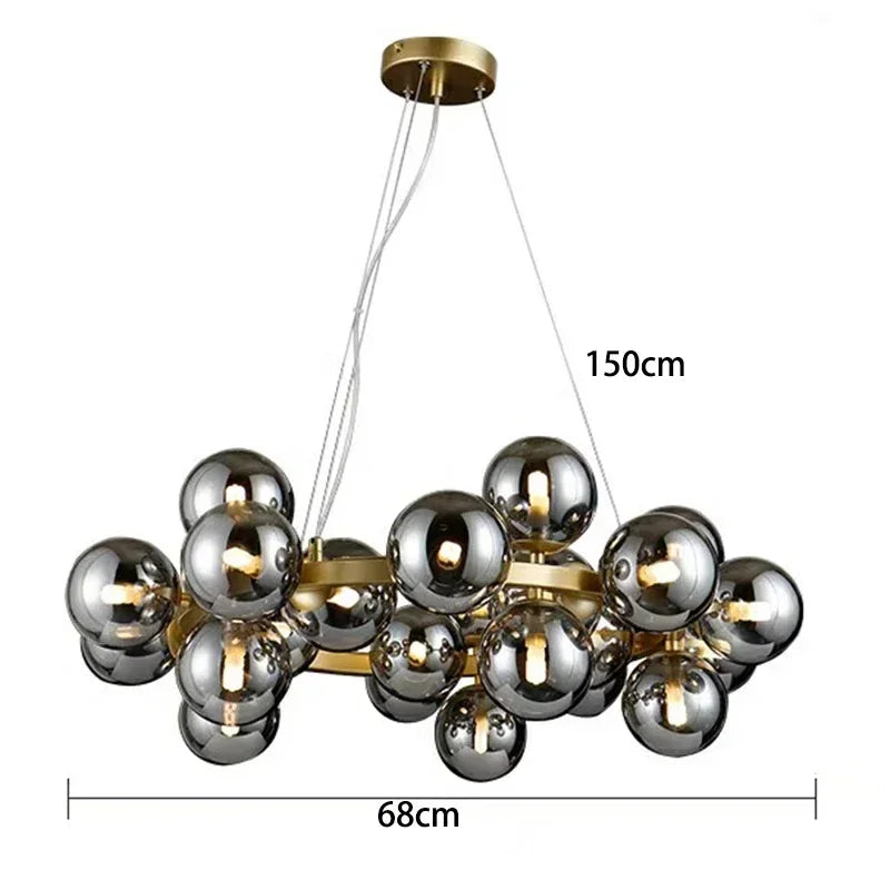 Modern Clear White Glass Bubble Pendant Lamp Round Chandelier Light Fixture for Living Dining Room Bedroom Kitchen Home Decor