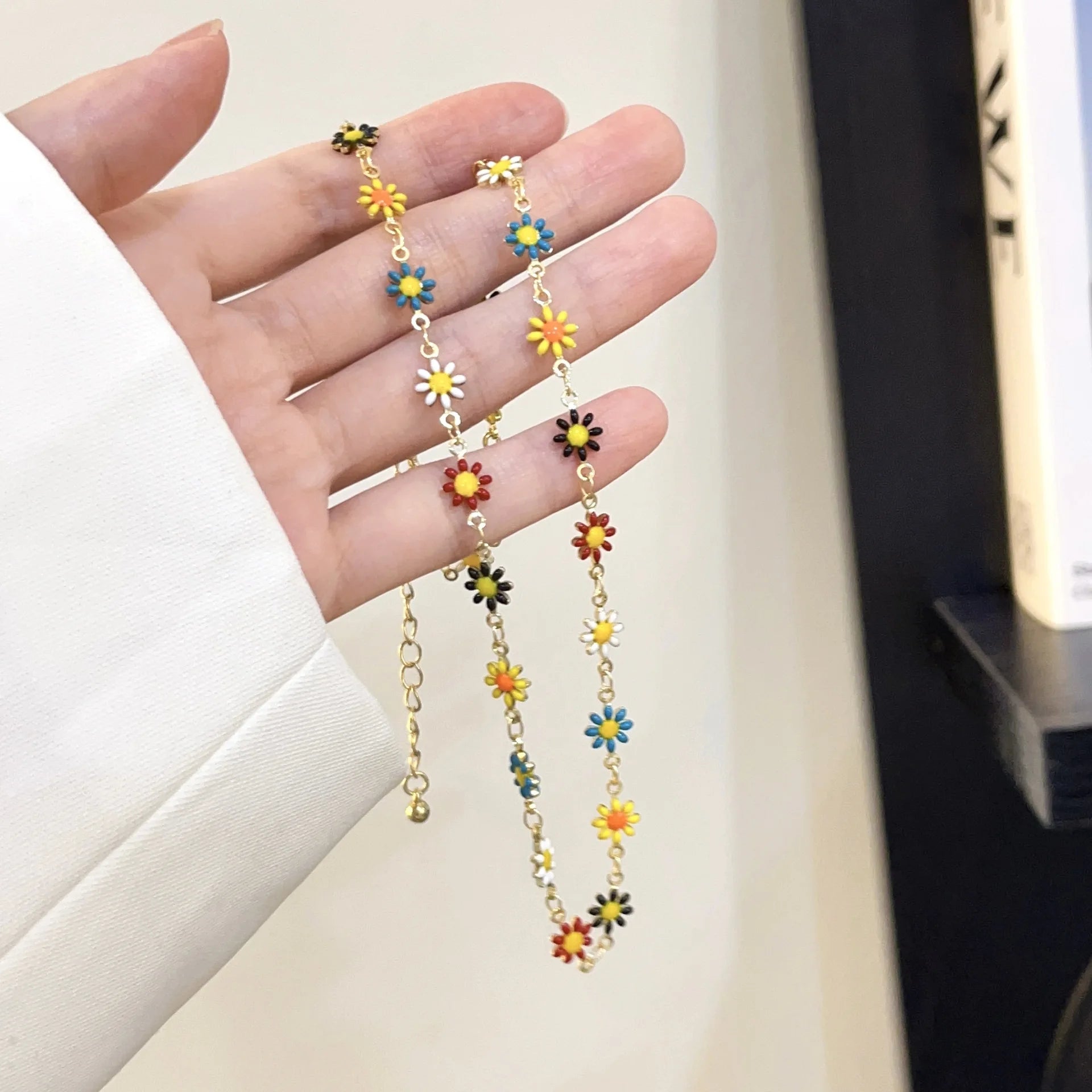 Boho Colorful Small Flower Choker Necklace or Bracelet – Handmade Floral Jewelry