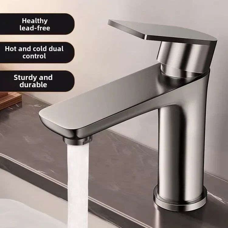 Copper Bathroom Basin Faucet | Single Handle Hot & Cold Countertop Tap