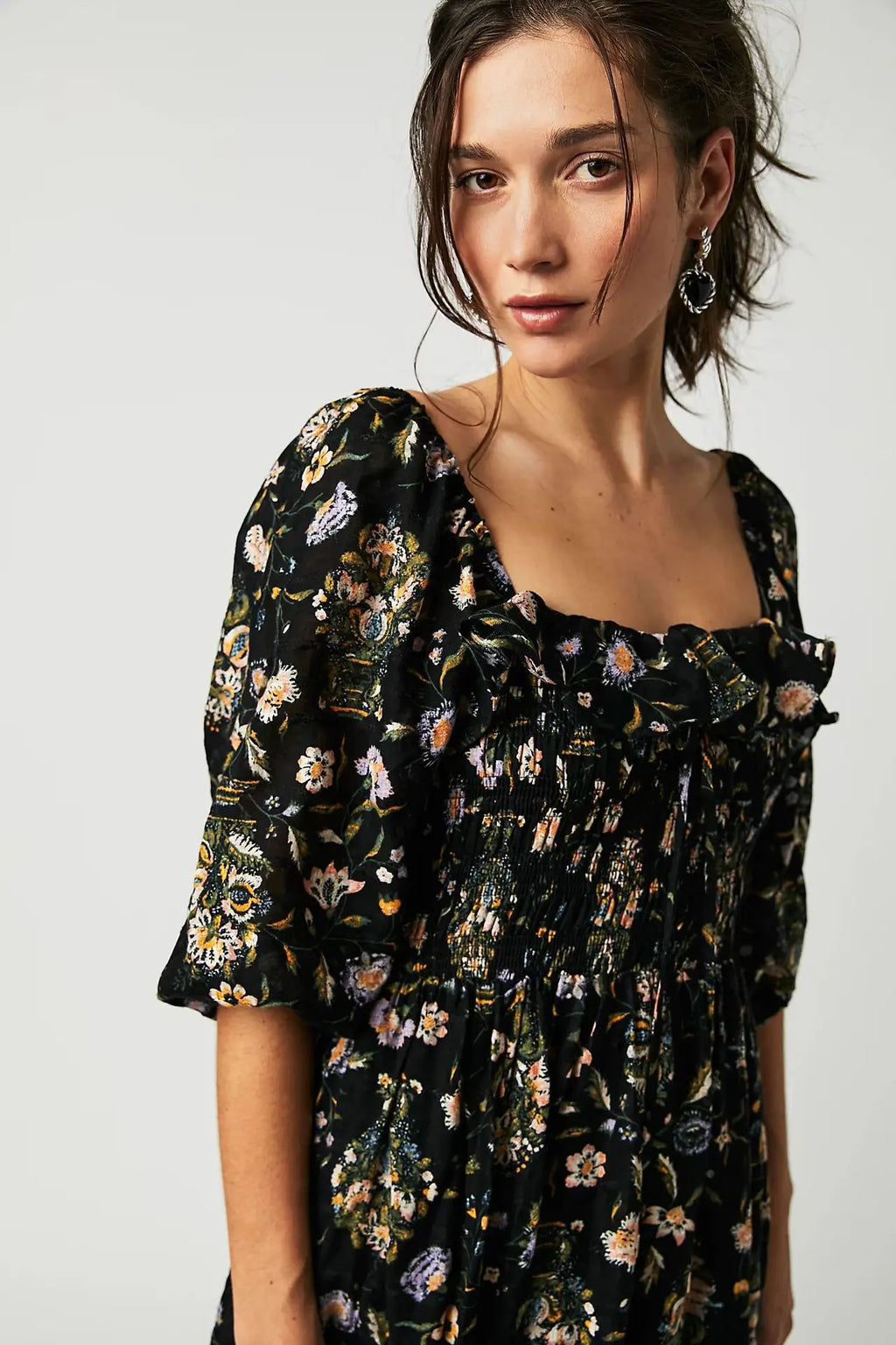 Backless Boho Maxi Dress | Puff Sleeve Empire Waist A-Line