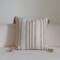 Boho Woven Tufted Cushion Cover with Tassels – Striped Farmhouse Pillow Case