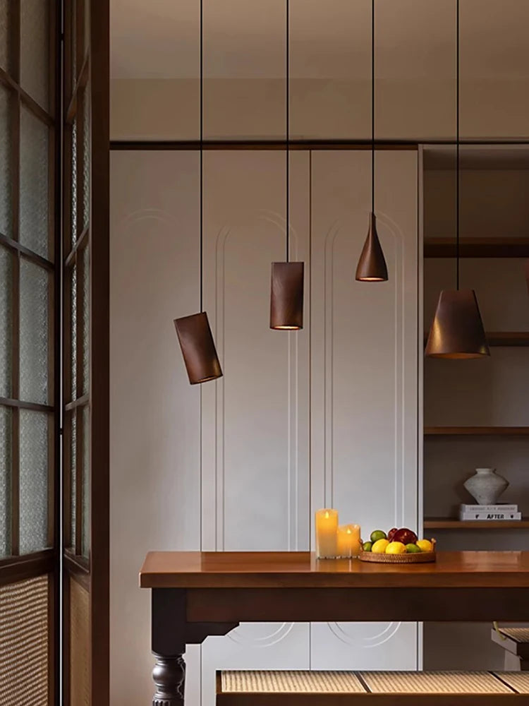 Modern Wooden Lamp for Dining Table Pendant Light Fixture Bedside Art Design Restaurant Solid Wood Lustres Home Decor