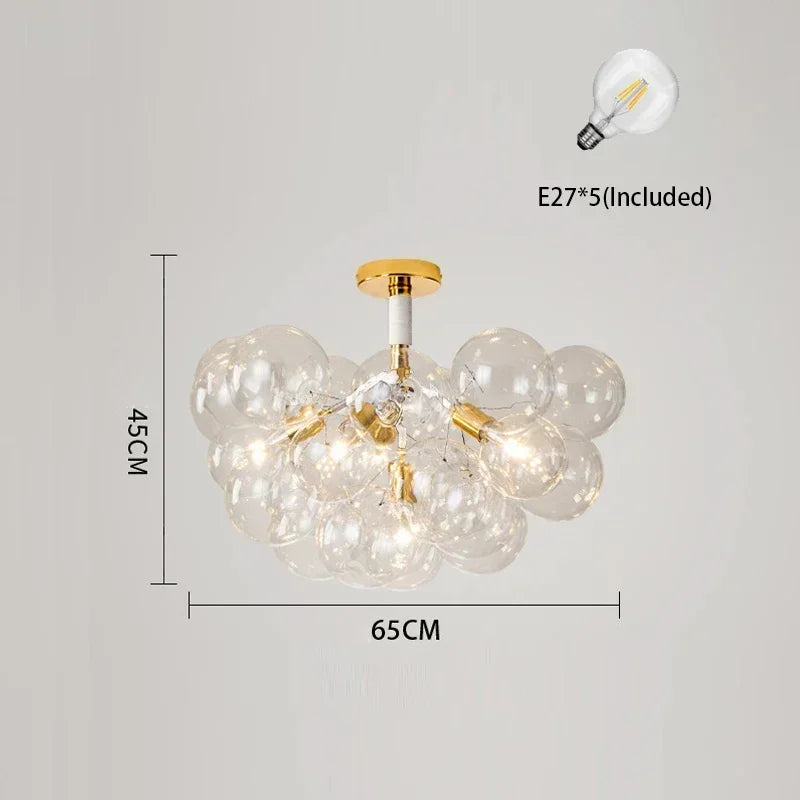 Nordic Colorful/Clear Bubble LED Ceiling Chandelier Hanging Lamps for Dining Table Kids Room Balloon Home Decor Lights