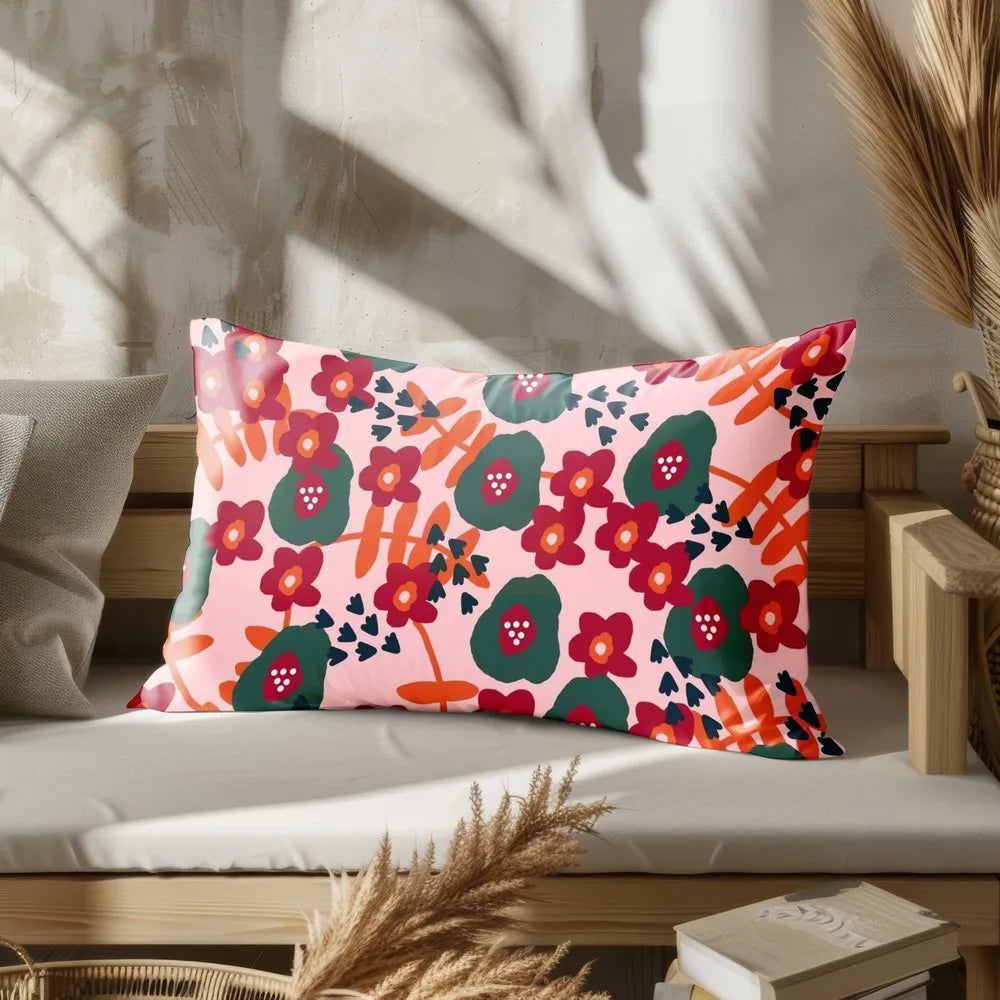 Home Decor Colorful Floral Patterned Pillowcase Suitable For Sofa Bedroom Car Pillow Cover Cushion Rectangular Back Cushion
