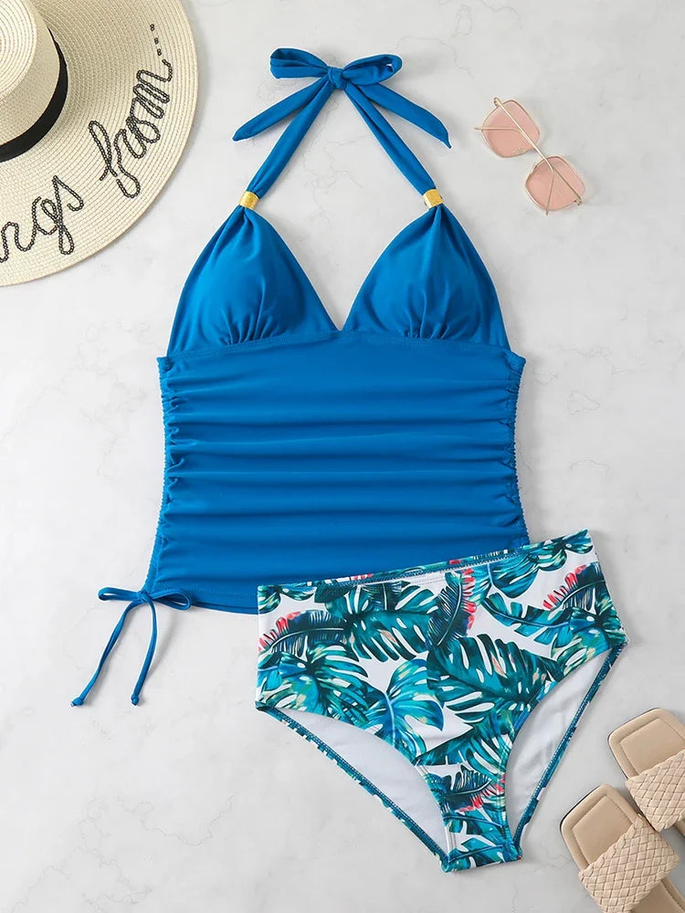 Circyy Sexy Bikini Set Women Swimsuit Two-Piece Shirring Halter Lace Up Swimsuits Swimwear Summer New Fashion Bathing Beachwear