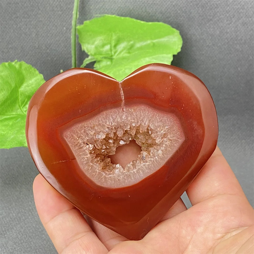 Natural Red Agate Geode Heart – Crystal Home Decor & Feng Shui Gift