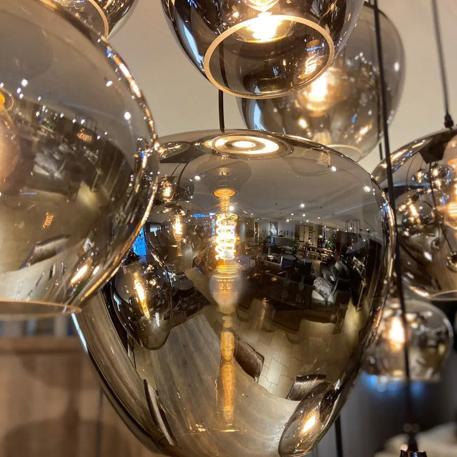 Modern LED Glass Ball Pendant Lamp for Living Room Bedroom Dining Kitchen - Indoor Hanging Chandelier Home Decor Light