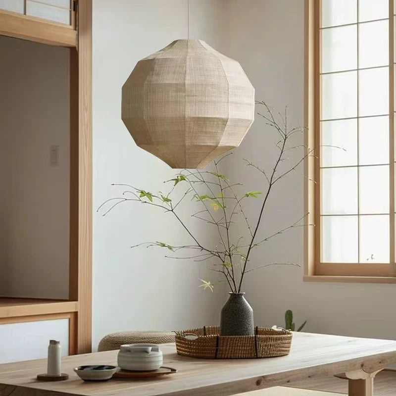 Japanese Wabi Sabi Fabric E27 Pendant Light Living Dining Room Bar Led Droplight Lighting Home Decor Bedroom Lustre Hanging Lamp