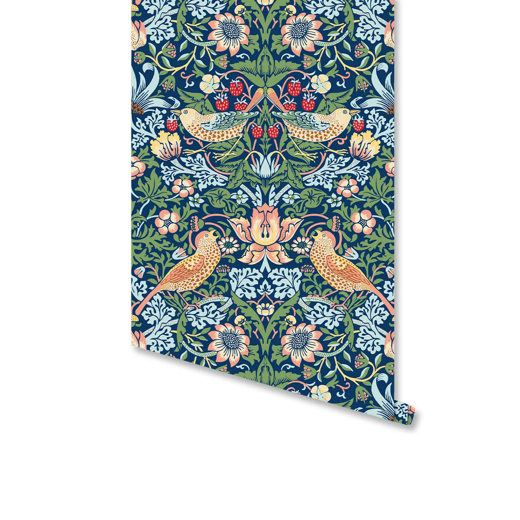 Peel and Stick Wallpaper Floral Birds Contact Paper Removable Boho Home Decor Flower Wallpaper for Walls Cabinet Vinyl Roll