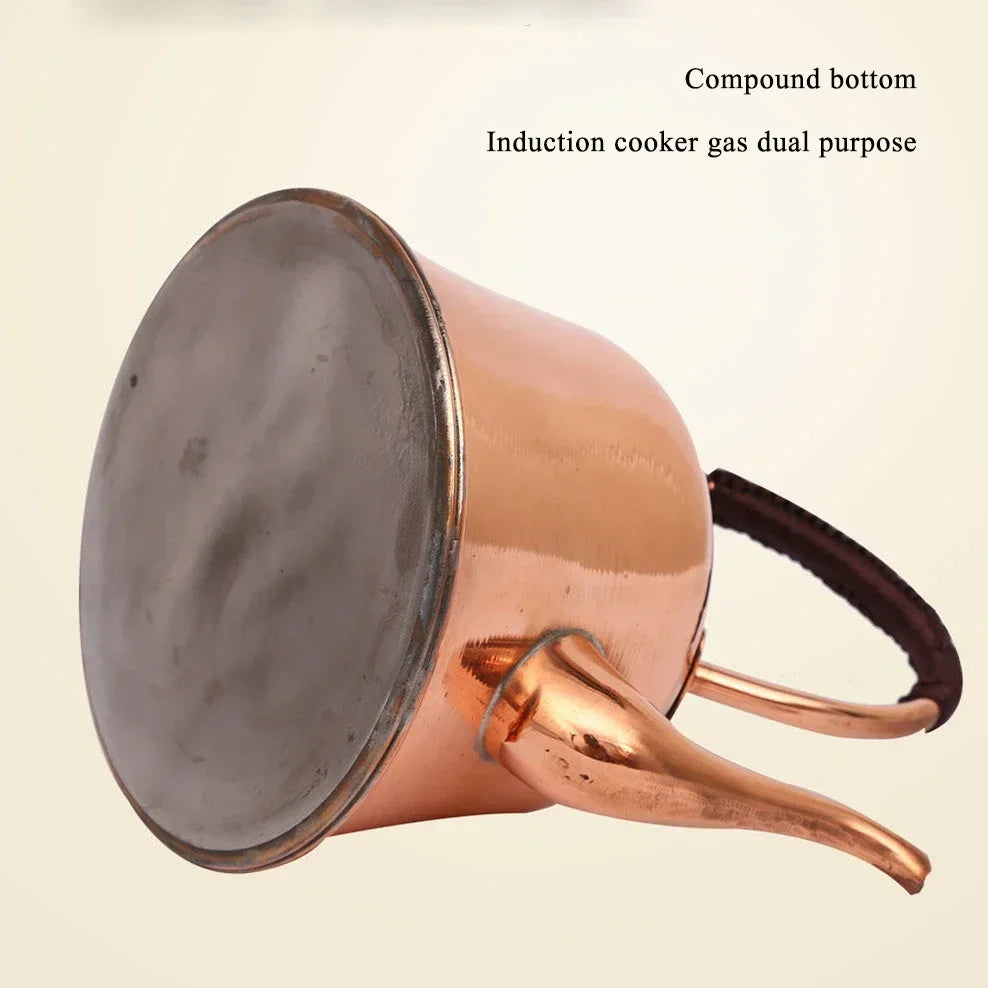 Handmade Pure Copper Teapot | 2L Red Copper Kettle for Gas & Induction Cooker