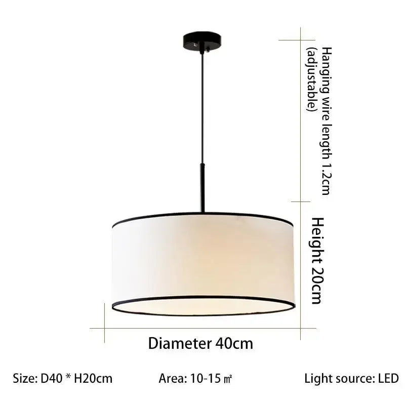 Vintage Nordic Fabric Hanging Lamp for Kitchen Restaurant Living Room Home Decor Suspension Luminaire Cloth Pendant Light