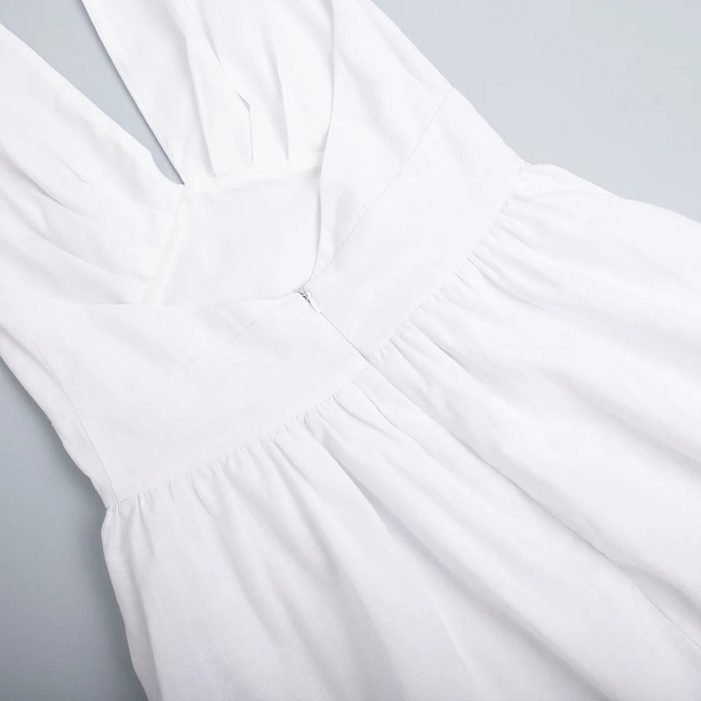 2025 New Women Summer Cotton Long Dress Sleeveless Sexy V-Neck Boho Maxi Dress Loose Style Long Dress Vestidos Clothes