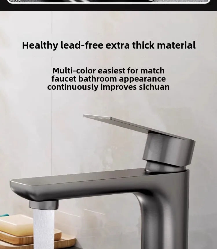 Copper Bathroom Basin Faucet | Single Handle Hot & Cold Countertop Tap