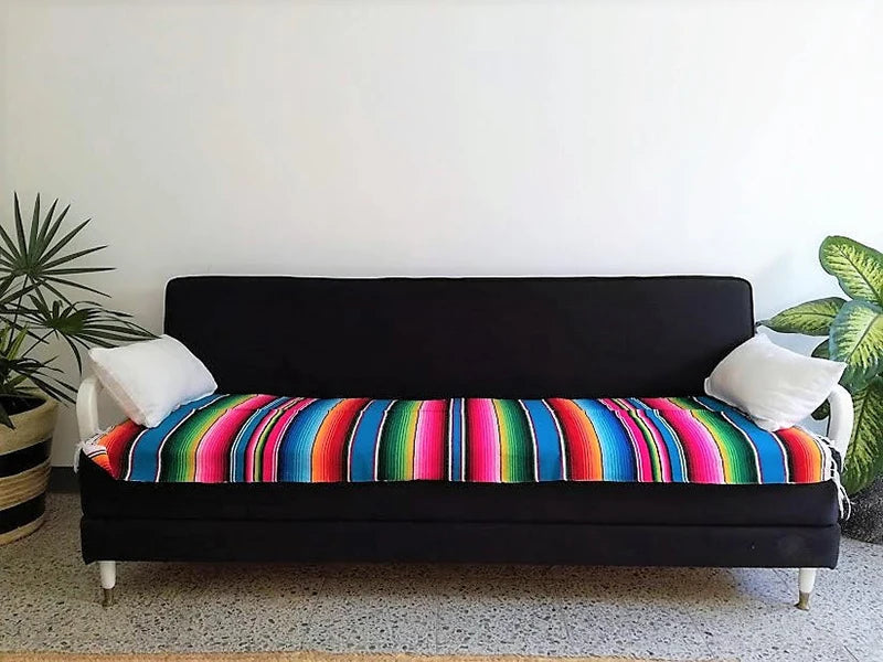 Boho Ethnic Tassel Throw Blanket | Striped Cotton-Blend Beach & Picnic Blanket