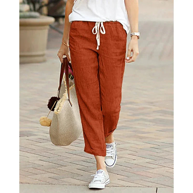 Women's High Waist Harem Pants – Casual Drawstring Ankle Trousers