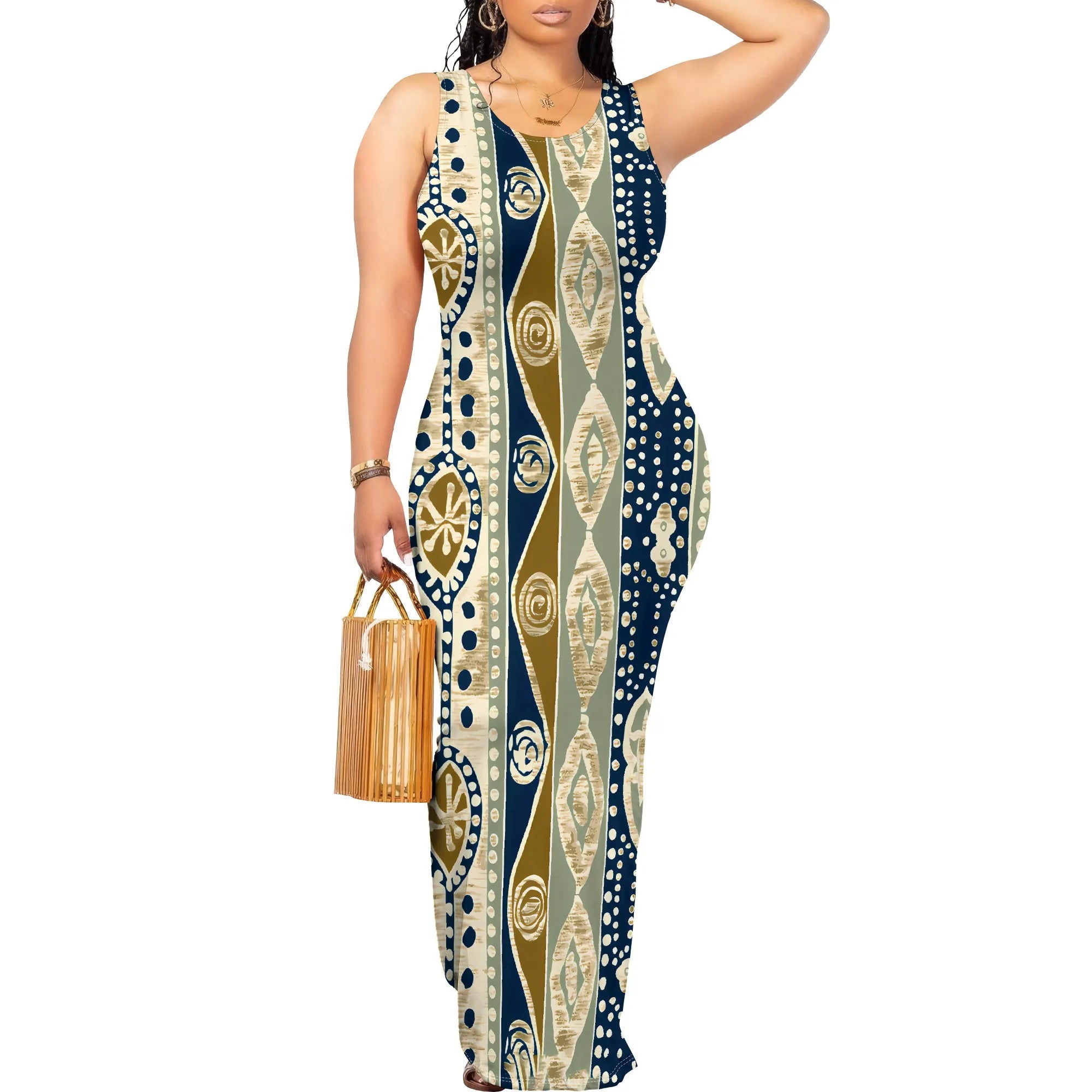 Boho Off-Shoulder Backless Bodycon Maxi Dress – Vintage Floral Print, Plus Size