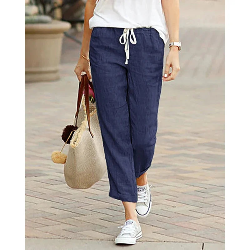 Women's High Waist Harem Pants – Casual Drawstring Ankle Trousers